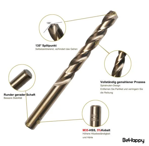 Power Tools 100% Satisfaction HSS M35 Twist Drill Bits