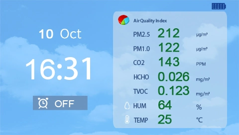 Detector de formaldehído recargable dispositivo portátil de monitorización de la calidad del aire PM2,5