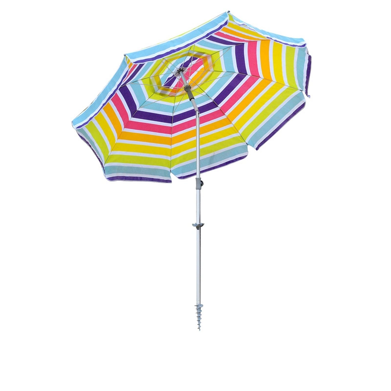 7 Feet Vented Beach Umbrella with Tilt and Telescoping Pole Pool Outdoor Sun Umbrella