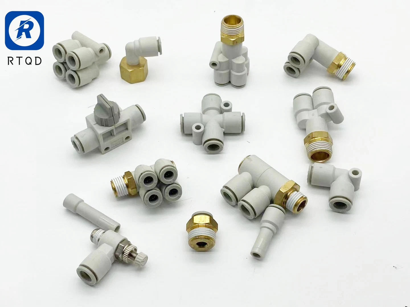 Pneumatic Fitting Quick Connector White Button PC Tracheal Quick-Insertion Straight Through Threaded Joint Kq2c