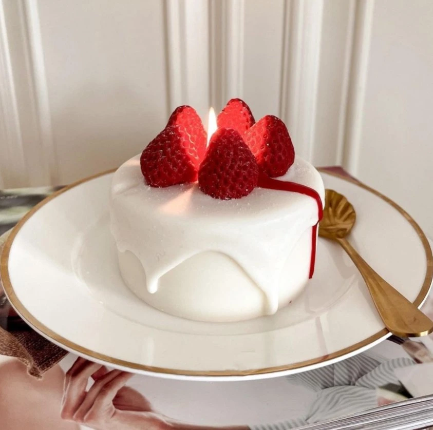 Vente en gros gâteau de fraise idées de bougie anniversaire mariage bougie parfumée cadeaux Décorations pour la maison