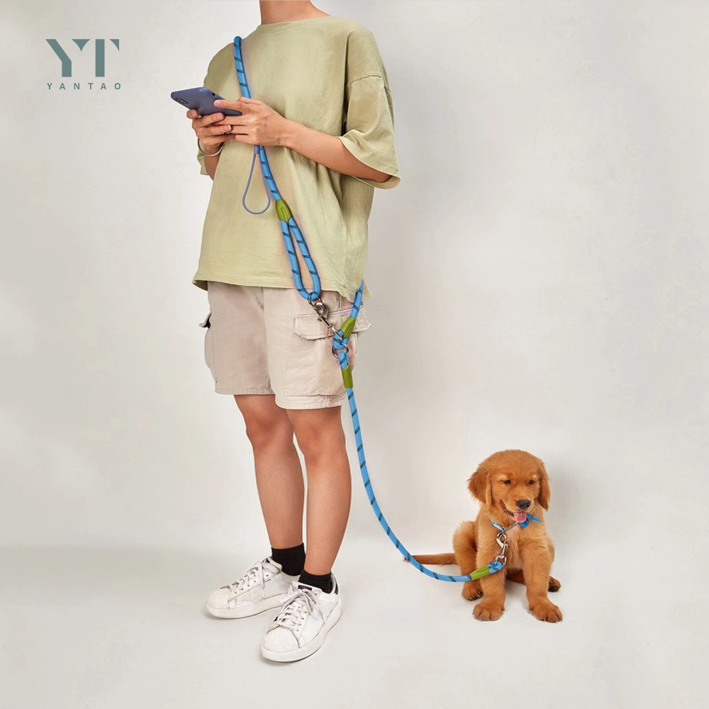 Custom Luxury Durable Reflective Nylon Dog Traction Rope Braided Rope Nylon Adjustable Waist Belt Crossbody Hands Free Dog Leash Rope