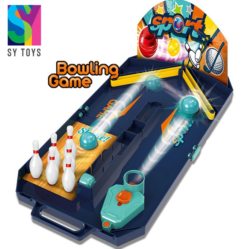 Sy Newest Children Educational Family Interactive Decompression Cartoon Sport Board Game 3 in 1 Toys Bowling Fast Curling Golf Game