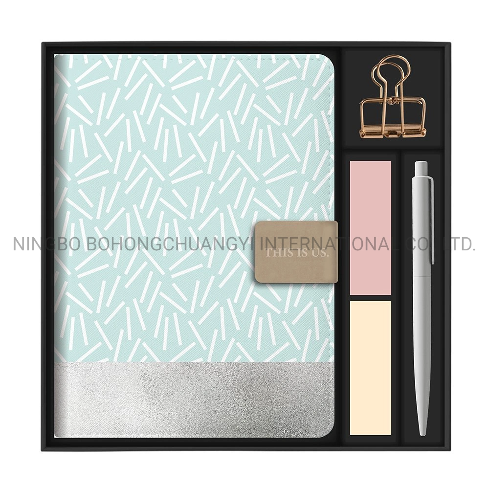 Promotional Gift Notebook Set with Notebook, Sticky Notes, Gel Pen and Clip