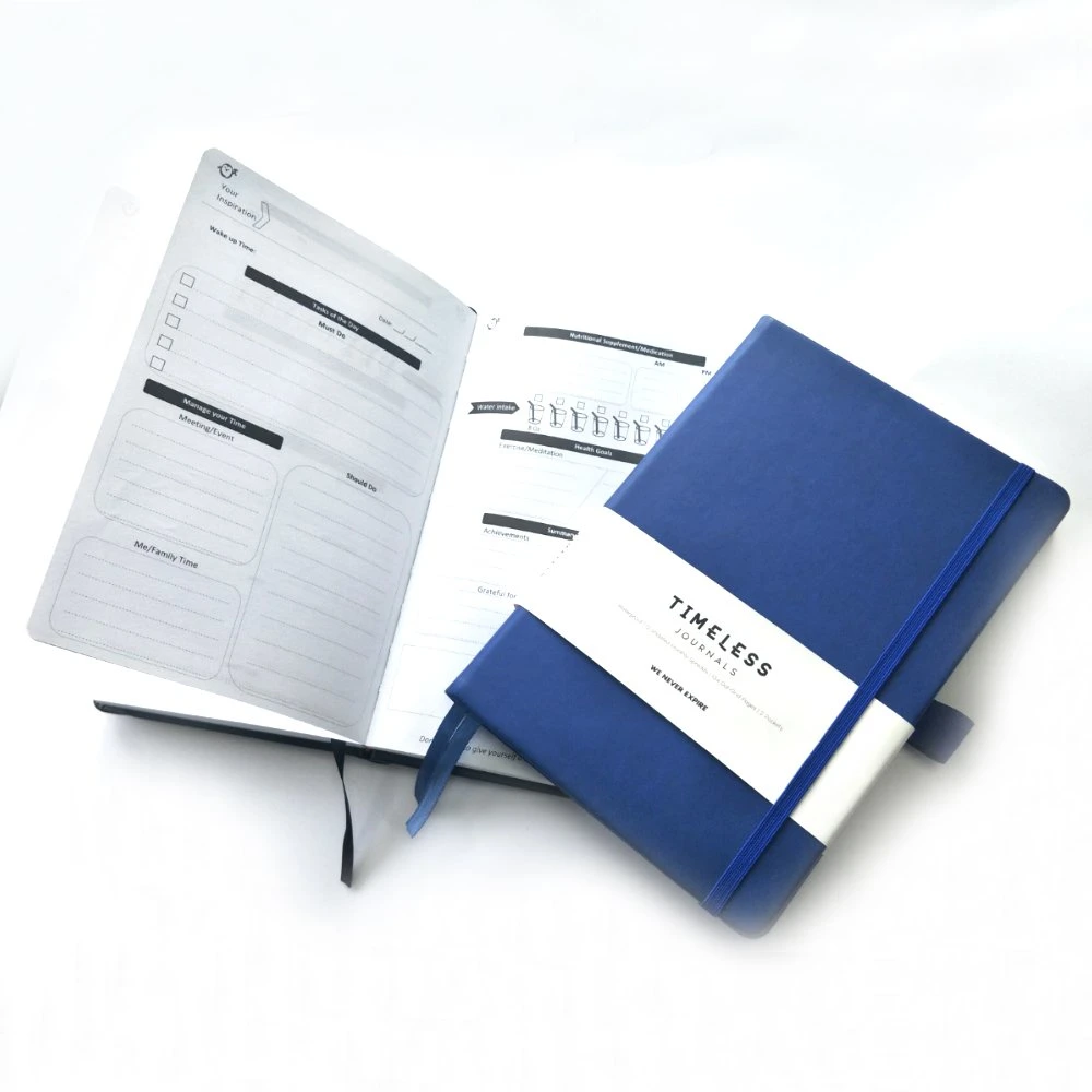 Promotional 2023 Customized Embossed Logo PU Notebook / PU Agenda with Elastic Band