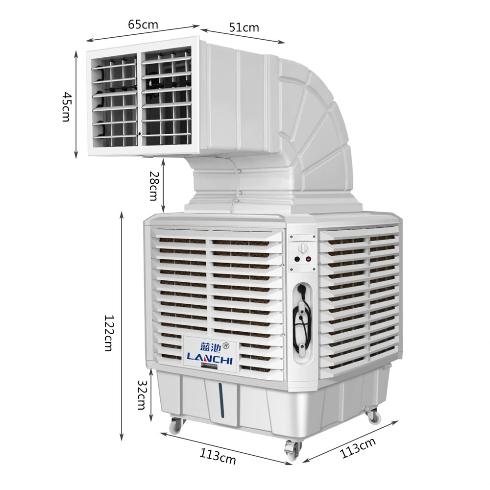 Nuevo material PP 1.1kw 18000CMH Enfriador de aire portátil de enfriamiento evaporativo