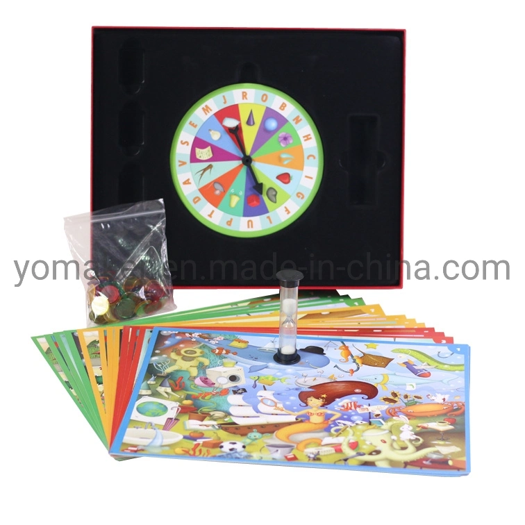 Juego de cartón impresión personalizada, los niños juego de tablero con el mecanismo de giro y de plástico piezas de juego