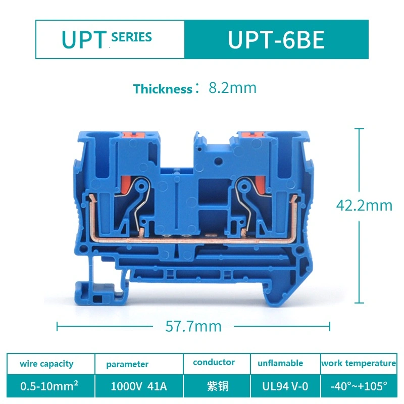 6mm2 retardateur de PA66 Phoenix UK Remplacement Plug-in de masse des blocs de jonction rail DIN