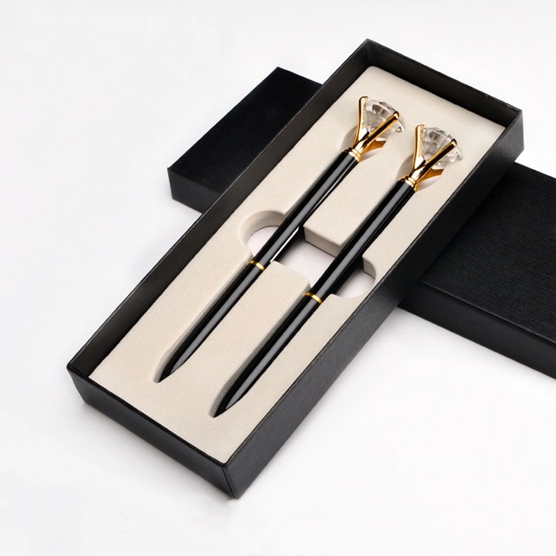 Two Color Crystal Large Diamond Pen Gift Pen Box Packaging
