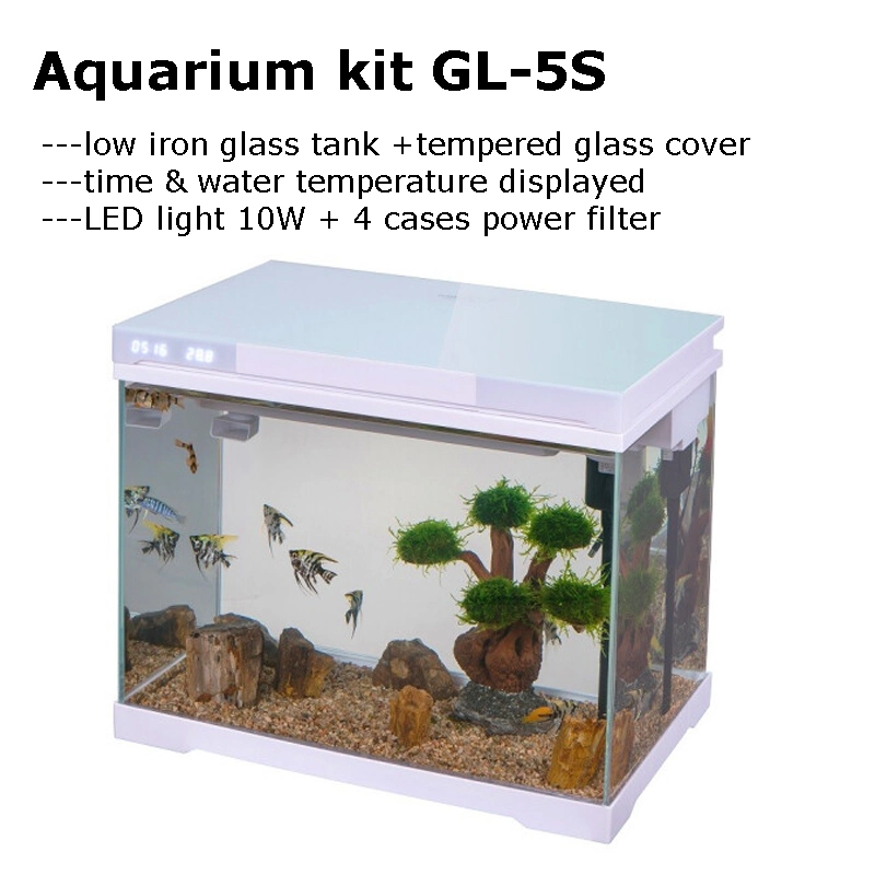 50 Liter Aquarium Kit Eisenarmiger Glasbehälter Gehärteter Glasdeckel