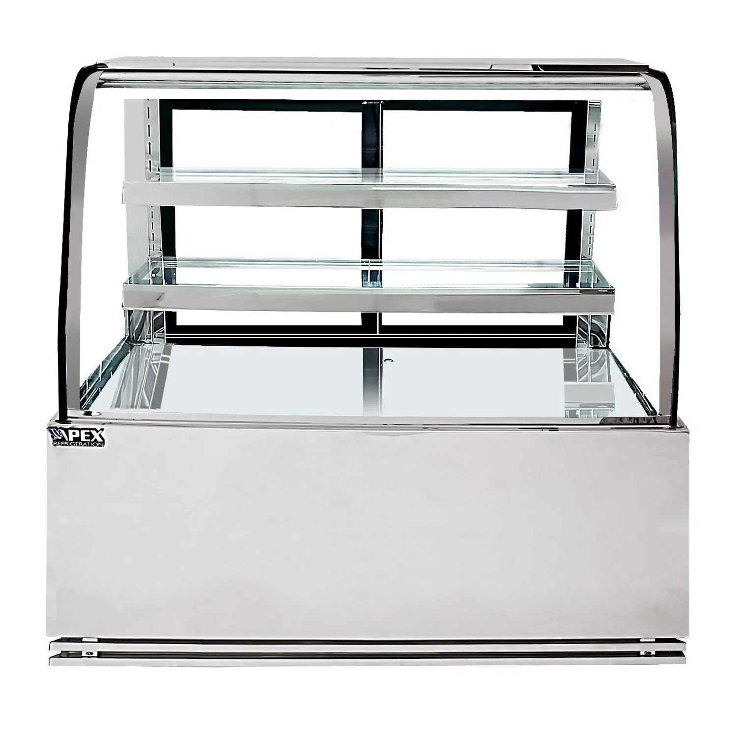 Commercial Mirror Stainless Steel Static Cooling Cold Cake Food Display Showcase Cooler