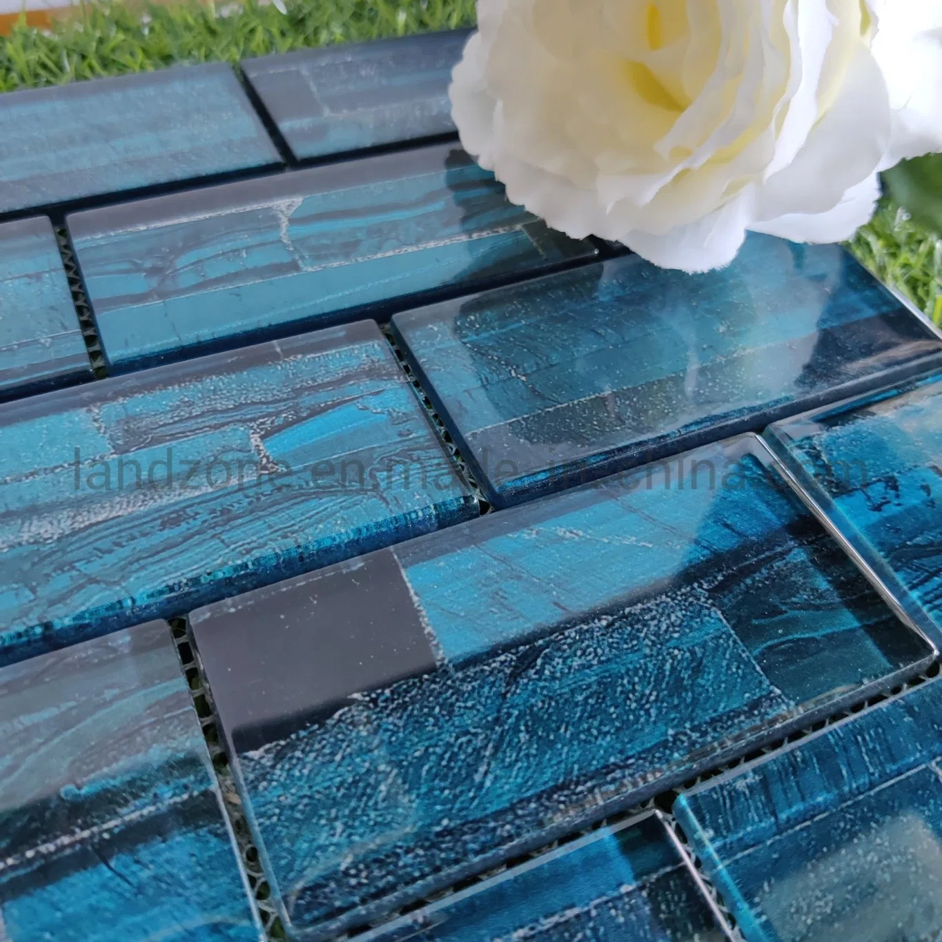 Blue Luxury Brick Pattern Wall Crystal Decoration Mosaic