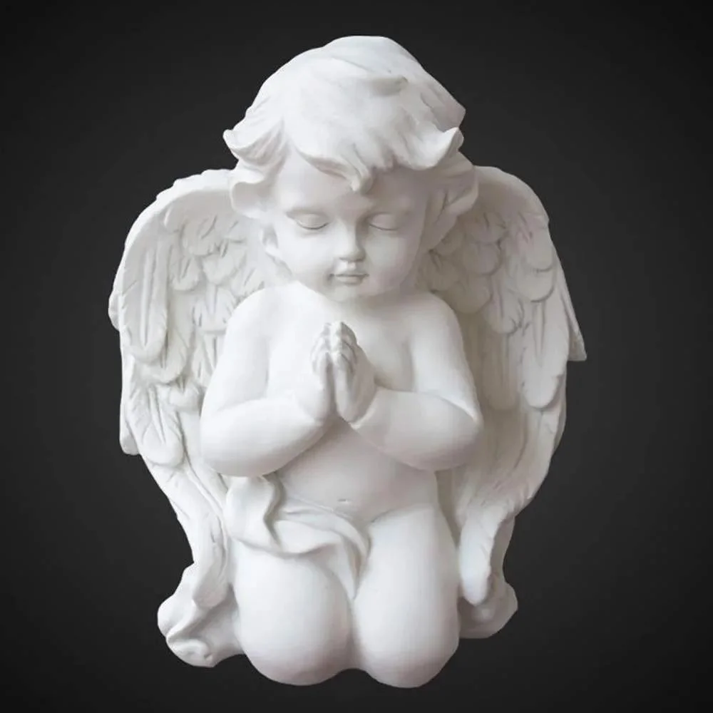 Kneeling Praying Cherubs Statue Resin Baby Angel Figurine