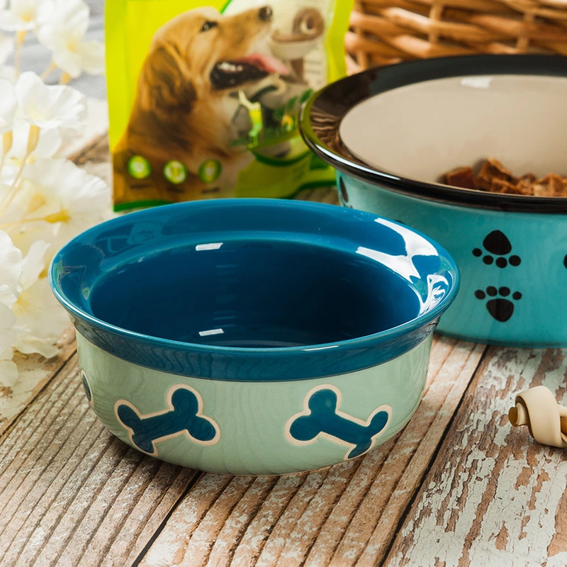 Luxury Pet Feeder Royal Printing Bones Quality Ceramic Dog Bowls