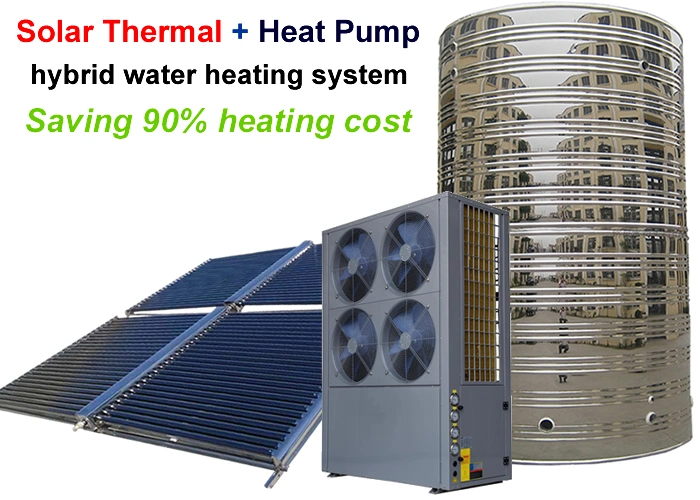 Solar Thermal and Air Source Heat Pump Hybrid Water Heater Heating System for Hospital, School