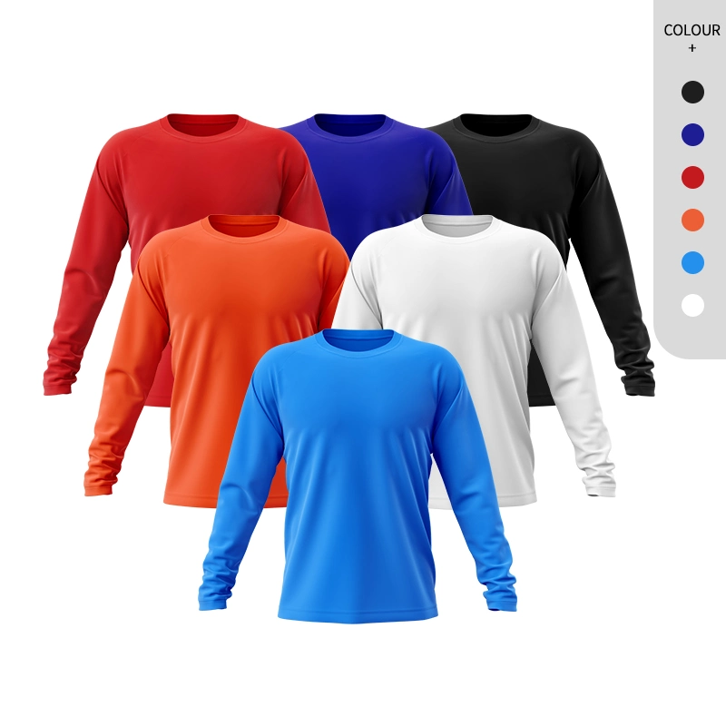 Camisolas de ginásio leves e de alta qualidade 100% em poliéster personalizáveis Camisolas de manga comprida de fitness para homem