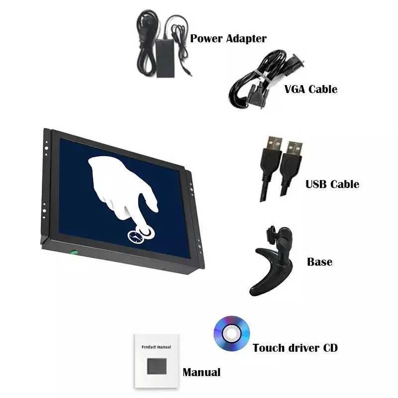 Zhixianda 8 Inch 1024X768 LCD with HD VGA USB Input Open Frame Capacitive Touch Screen Monitor