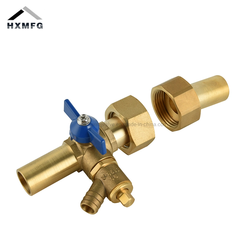 Compression End Female Thread Unit Butterfly Handle Brass Drain off Cock Ball Valve