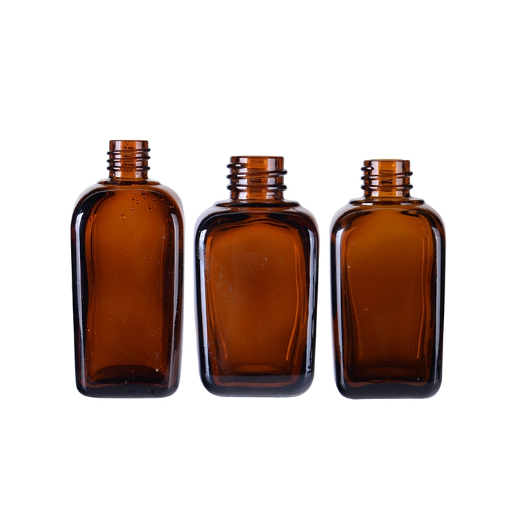 Pharmaceutical Rectangular Flat Amber Glass Bottles