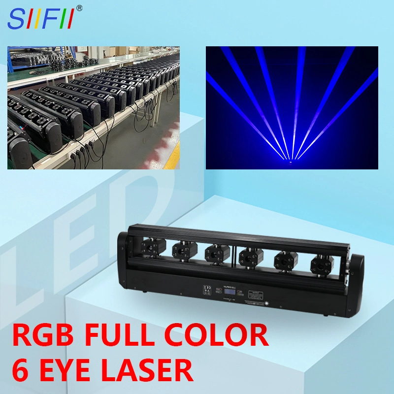 Professional 6 estágio de cores RGB cabeça DJ Laser Luz de luz laser Cabeça Móvel