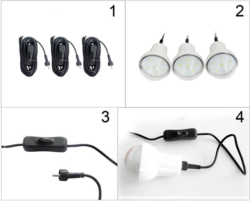 4W 3 Kit de camping d'éclairage solaire Solar Home système ampoule lampe LED rechargeable au lithium remplaçable avec le téléphone de charge de batterie