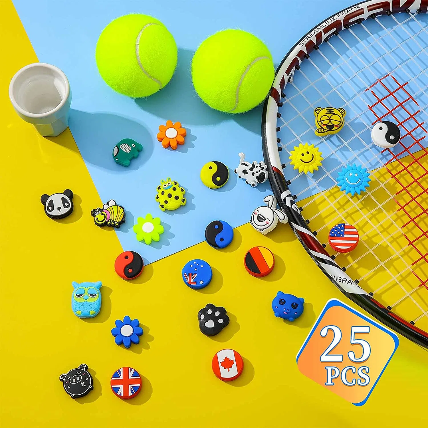 Tennis Racket Vibration Dampeners Silicone Tennis Dampeners Cartoon Vibration Dampeners for Tennis Racket Racquetball