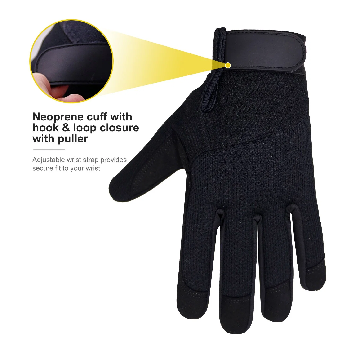 Prisafety Respirant Nouveau Design Gants de Mécanicien Noirs Gants de Sécurité de Travail en Plein Air Gants de Travail pour Hommes avec Aimant