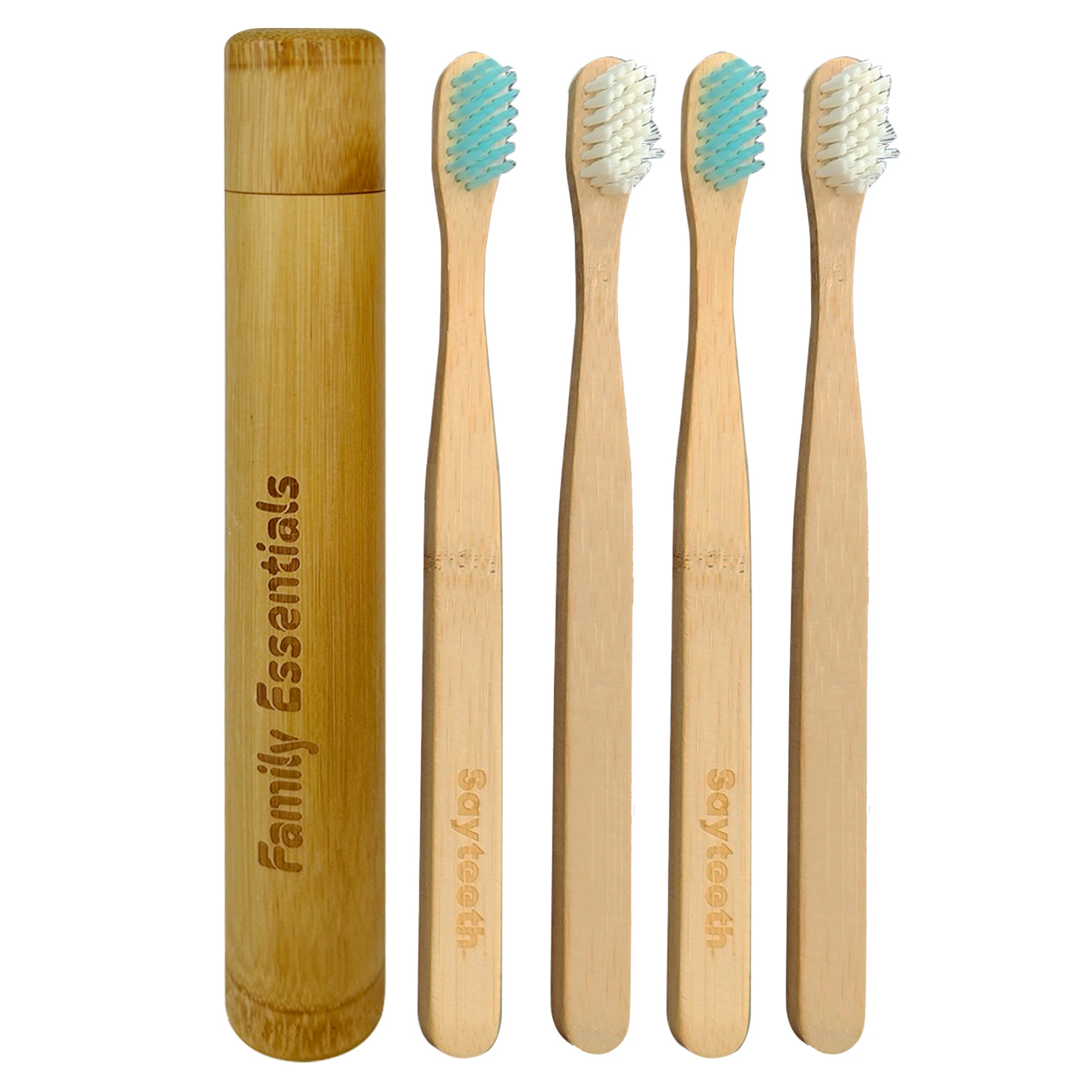 Escova de dentes de dentes de bambu ecológica cuidados orais com cerdas macias