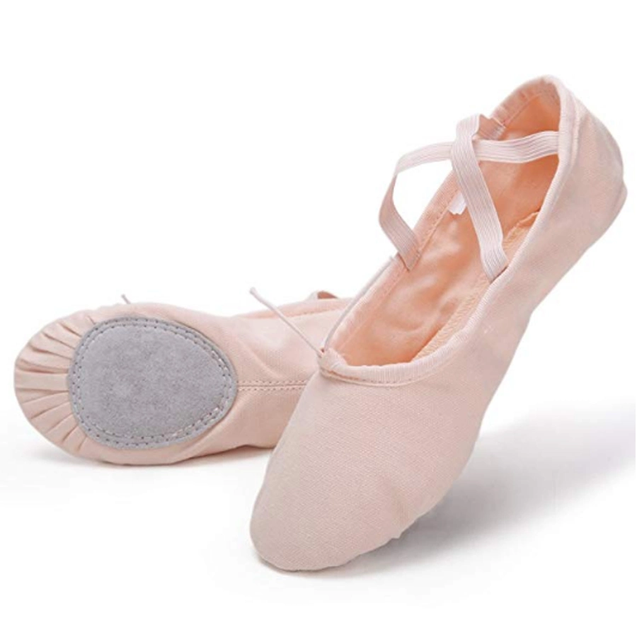 Fleshpink Stretch Fabric Split Sole Ballerina Slippers Gymnastic Dancing Shoes