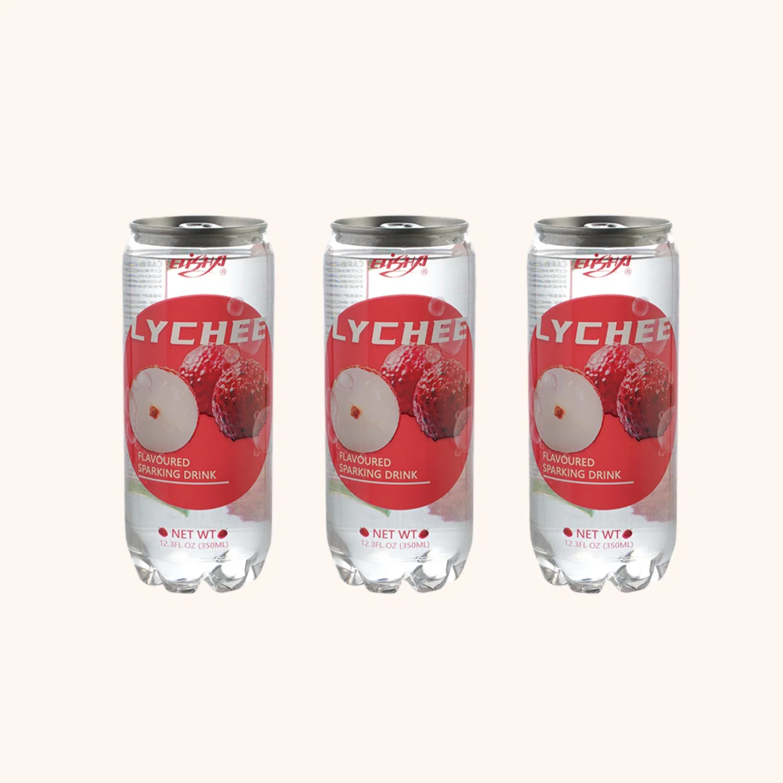 350ml Transparent Pet Carbonated Drink Soda with Lychee Flavor Soft Drink