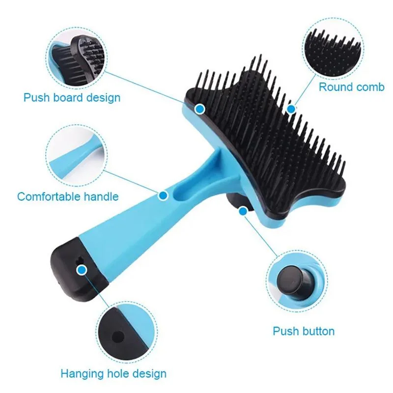 PET automatique pour l'épilation Comb Push plate Dog massage anti Outil de nettoyage pour brosse à sabot