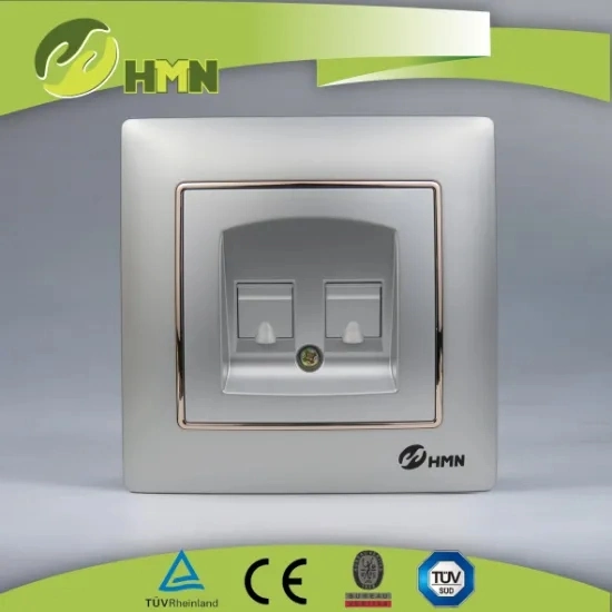 EU Standard Dual RJ11 86 Type Tel CAT3 Telephone Electric Flush Mounted Home Use European Wall Socket