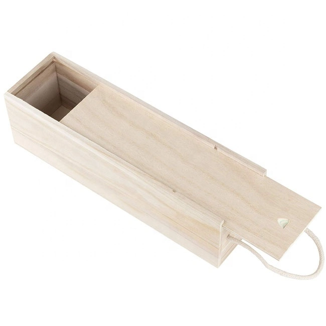 Customized Natural Sliding Lid Wooden Wine Box for Storage