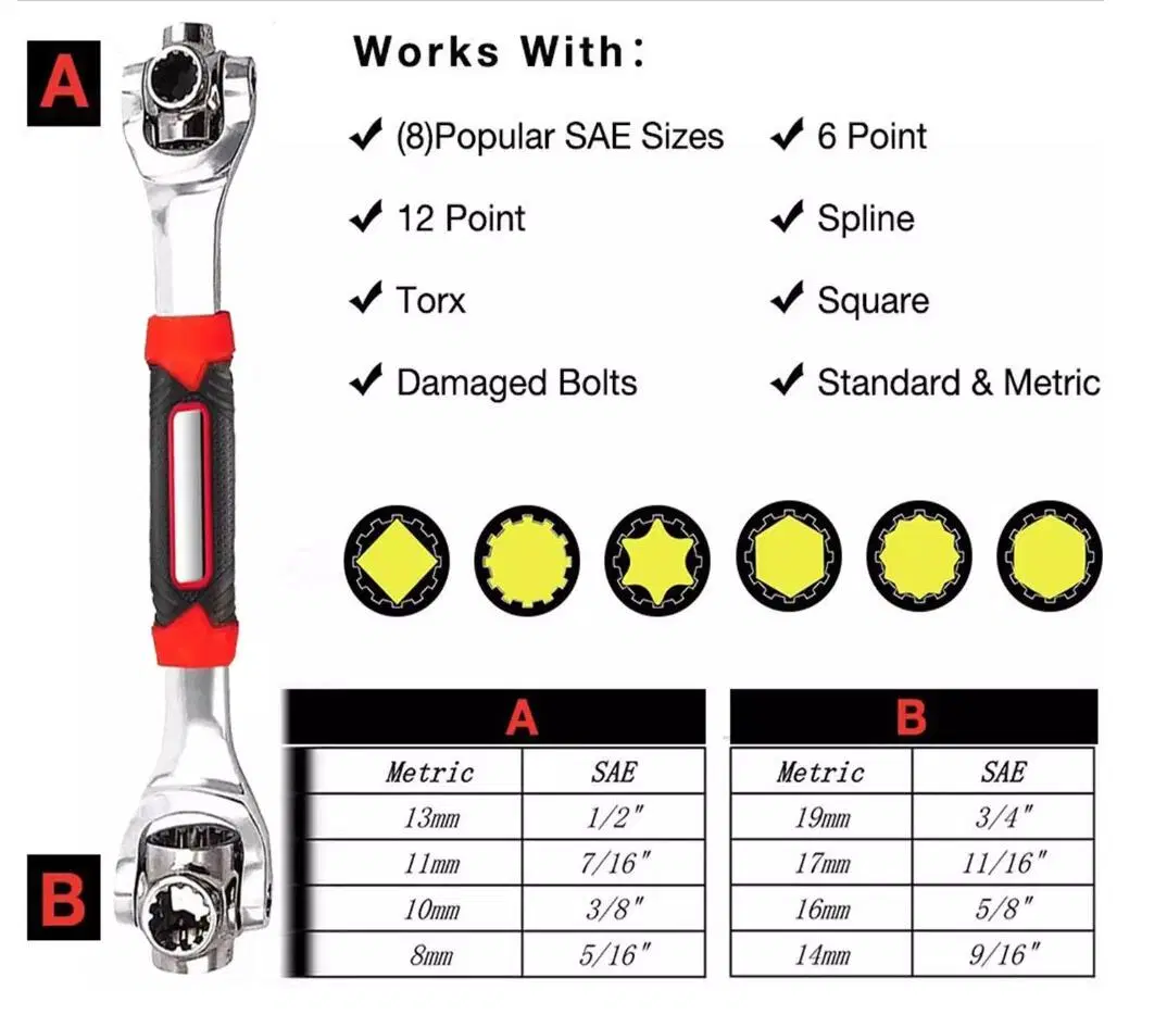 48 in 1 Tiger Socket Wrench with 360 Degree Rotating Head for Home and Car Repair