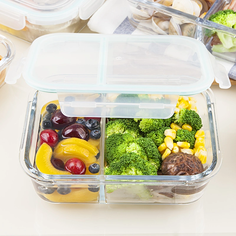 Superior Glass High Borosilicate Glass Meal Prep Containers 3 Compartment Food Container Bento Box