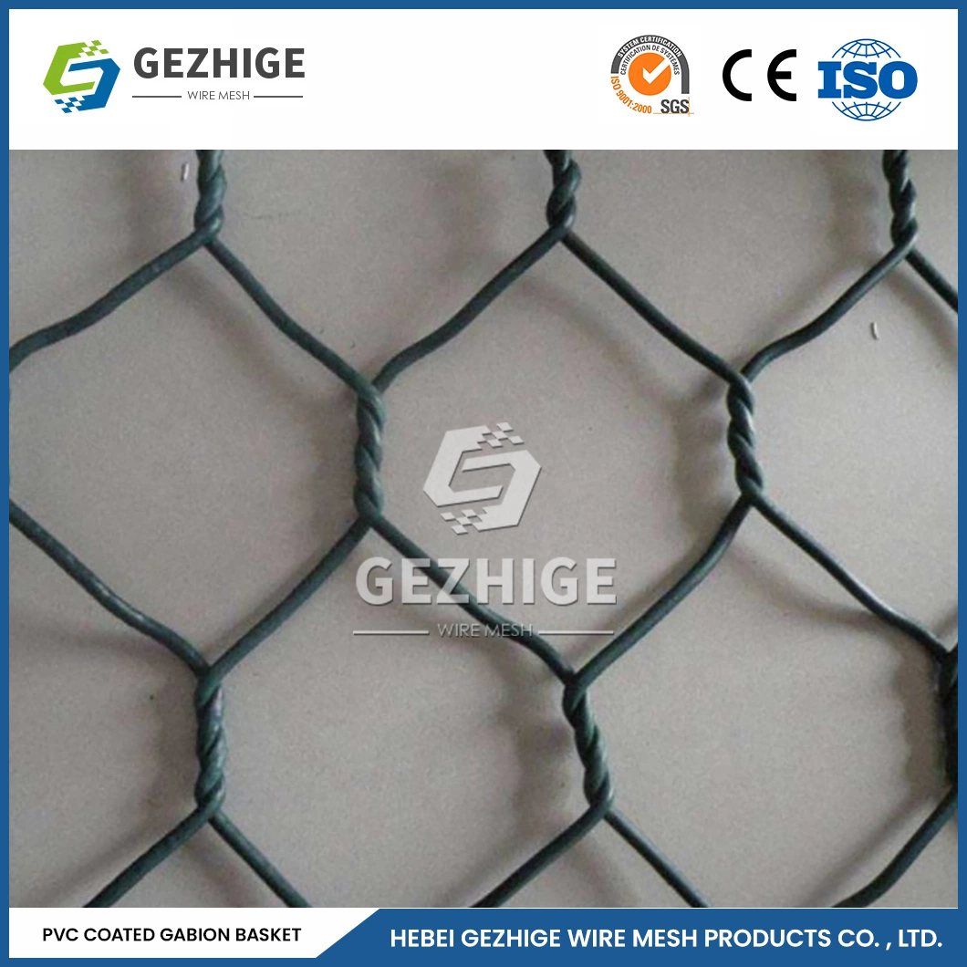 Gezhige 60X80 mm Hexagonal Mesh Wire Gabion Manufacturers 2.0-4.0mm Wire Thickness Galvanized PVC Coated Gabion China 2.0*0.5*0.5 M Gabion Wires - Galvanized