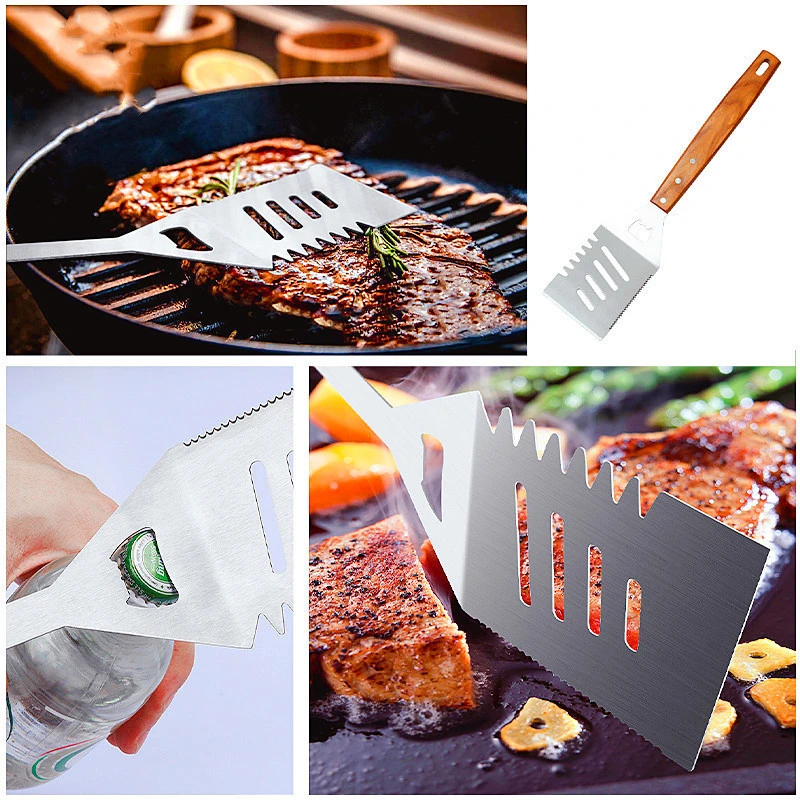 Barbecue Tools with Wood Handle Outdoor Camping Barbecue 6PCS BBQ Tools Set