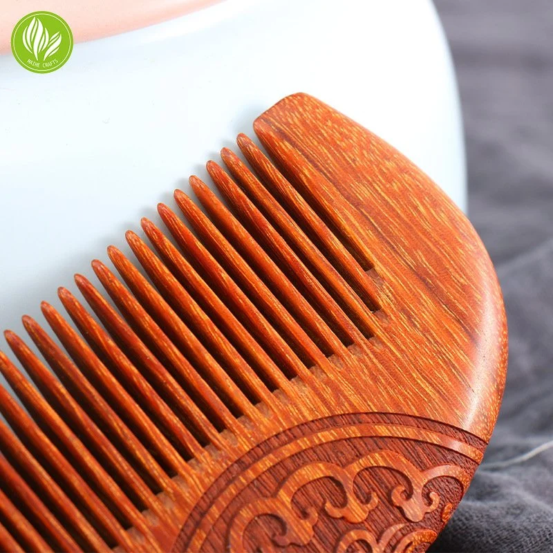 13cm Black Gold Sandalwood Double-Sided Carved Wooden Comb Hairdressing as a Gift