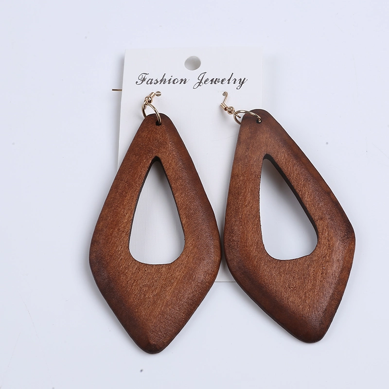 Cheap New Custom Design African Natural Wood Earrings for Women Jewelry