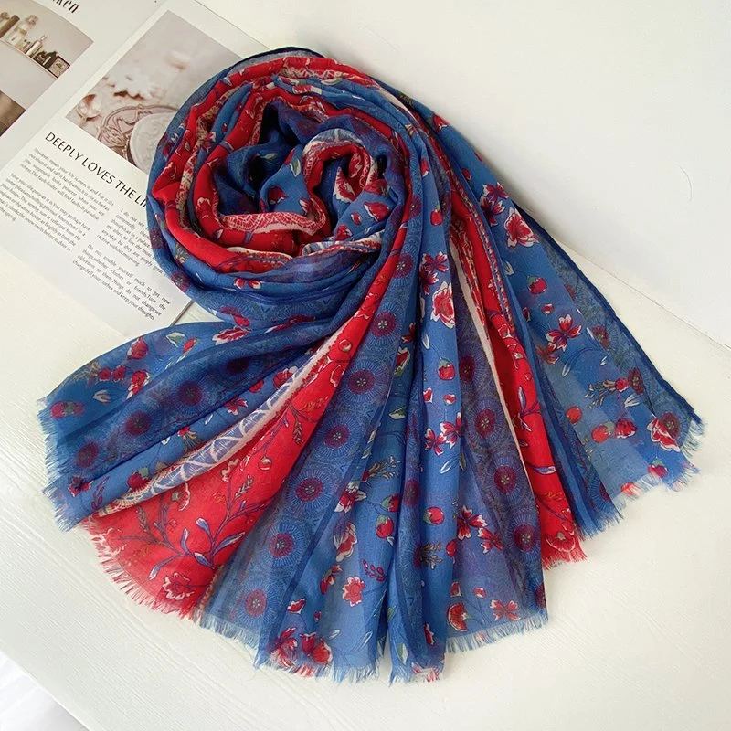 Women&prime; S Scarf 2023 Spring and Autumn Sunscreen Cotton Linen Shawl Dual-Use Long Gauze Seaside Holiday Silk Scarf Beach Towel