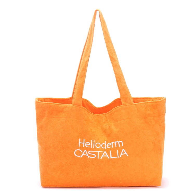 حقيبة تسوق مصنوعة من قماش أورانج فوش مخصصة مع التطريز الشعار