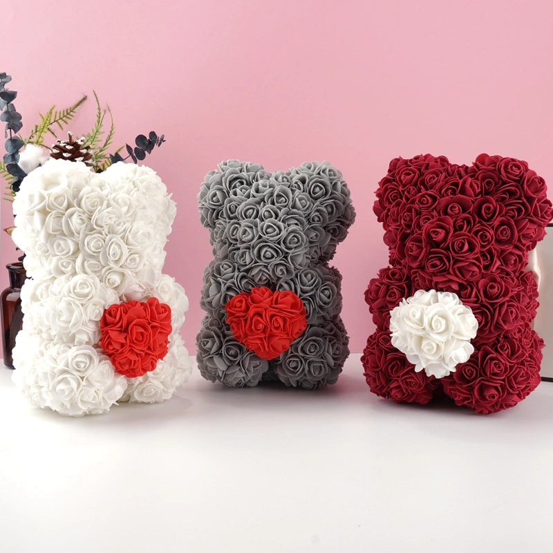 2020 Novo design do Dia das Bruxas, arco-íris de flores coloridas Rose Teddy Bear com Box