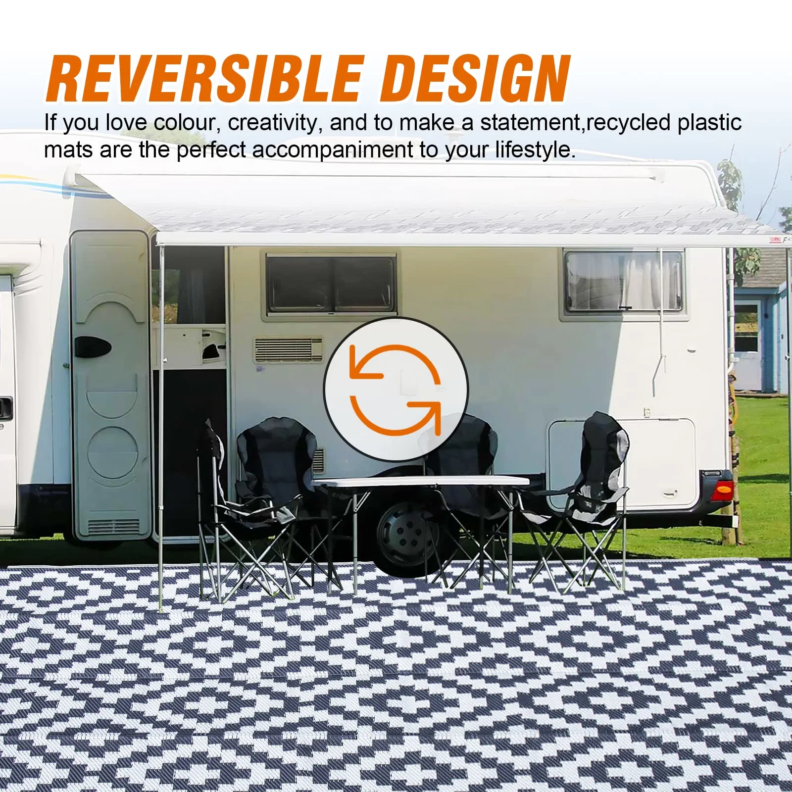 Custom Large Outdoor 9X12 Polypropylene RV Mat Carpet Lightweight Recycled Plastic Patio Rug RV Mats for Camping