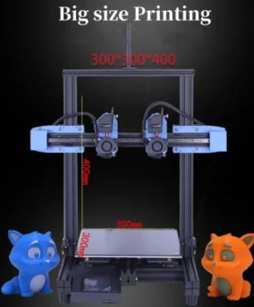 Yousu 3D Dual buse Bi-Color industrielle imprimante 3D de la taille d'impression de 300*300*400mm