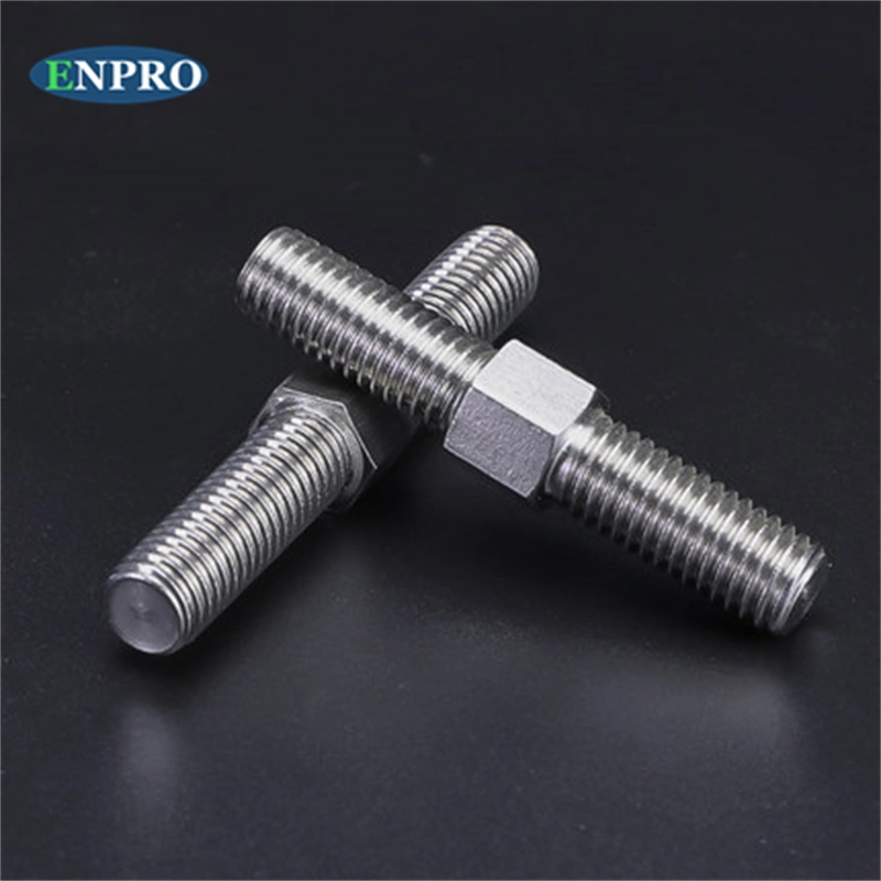 304 Stainless Steel Double Head Screw Bolt Screw Rod Two End Toothed Rod Threaded Bolt Stud with Hex Middle