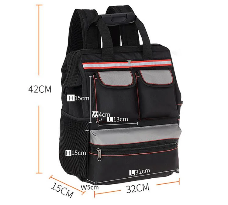 Electrician Heavy Duty Backpack Tool Bag Multifunctional Back Pack Polyester Computer Electrical Tool Kit Bag