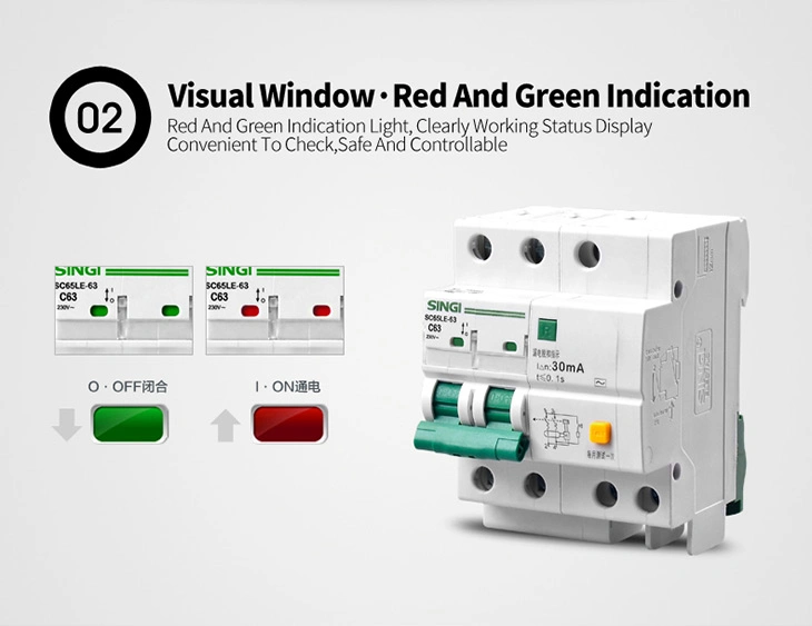 1-4p Precio Singi aire RCBO disyuntor electrónico con alta calidad SG65le-63