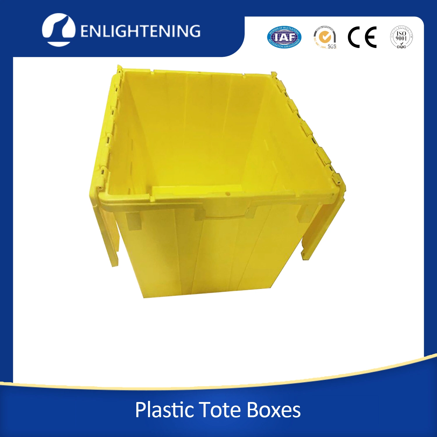 Common Size Industrial Shipping Logistic Heavy Duty Plastic Storage Containers Totes Box with Hinged Lid for Market and Store