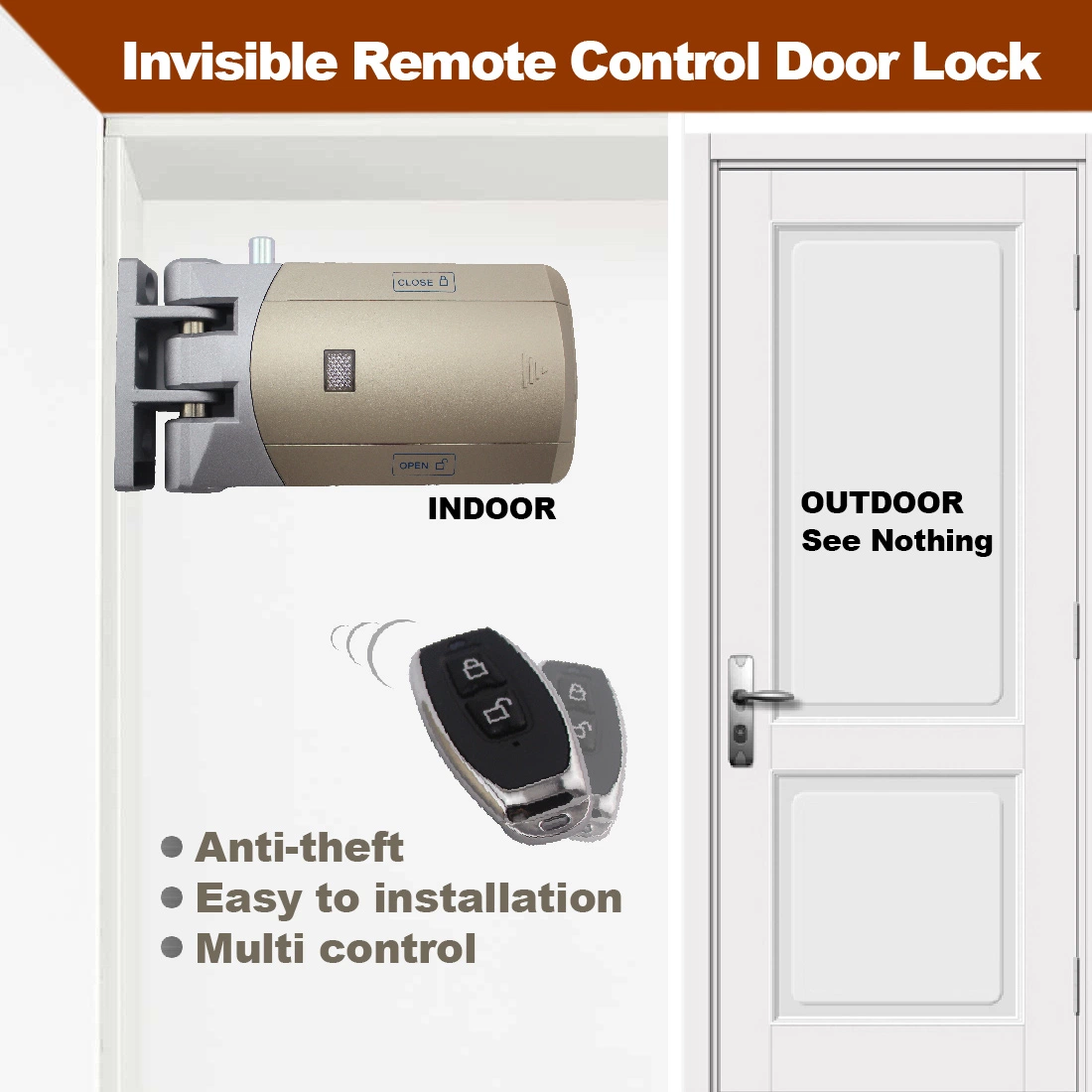 No Wiring Easy to Installation More Secure Anti-Theft Invisible Smart Lock WiFi