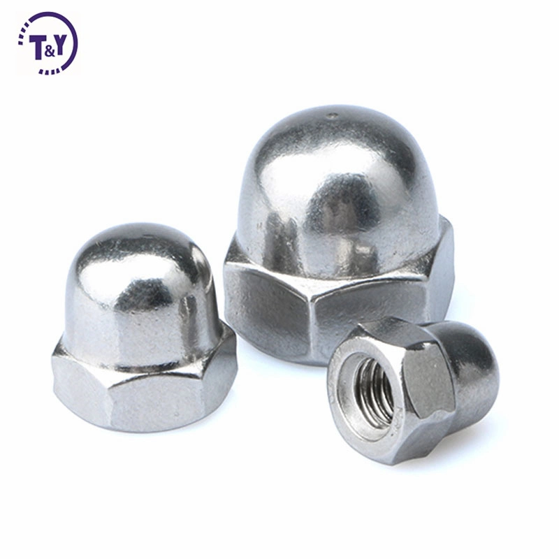 DIN1587 SS304 SS316 Decorative Alloy Stainless Steel HDG Coating Metric High Crown Hex Dome Cap Nut